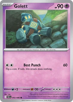 Golett Pokemon card from Black Bolt, card number 42