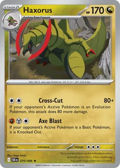 Haxorus Pokemon card from Black Bolt, card number 70