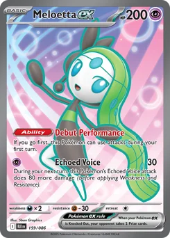 Meloetta ex Pokemon card from Black Bolt, card number 159