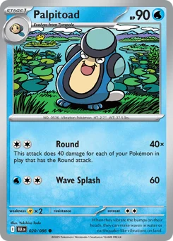 Palpitoad Pokemon card from Black Bolt, card number 20