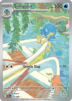 Simipour Pokemon card from Black Bolt, card number 102