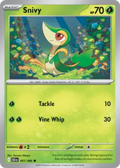 Snivy Pokemon card from Black Bolt, card number 1
