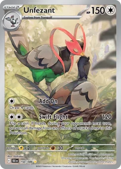 Unfezant Pokemon card from Black Bolt, card number 150